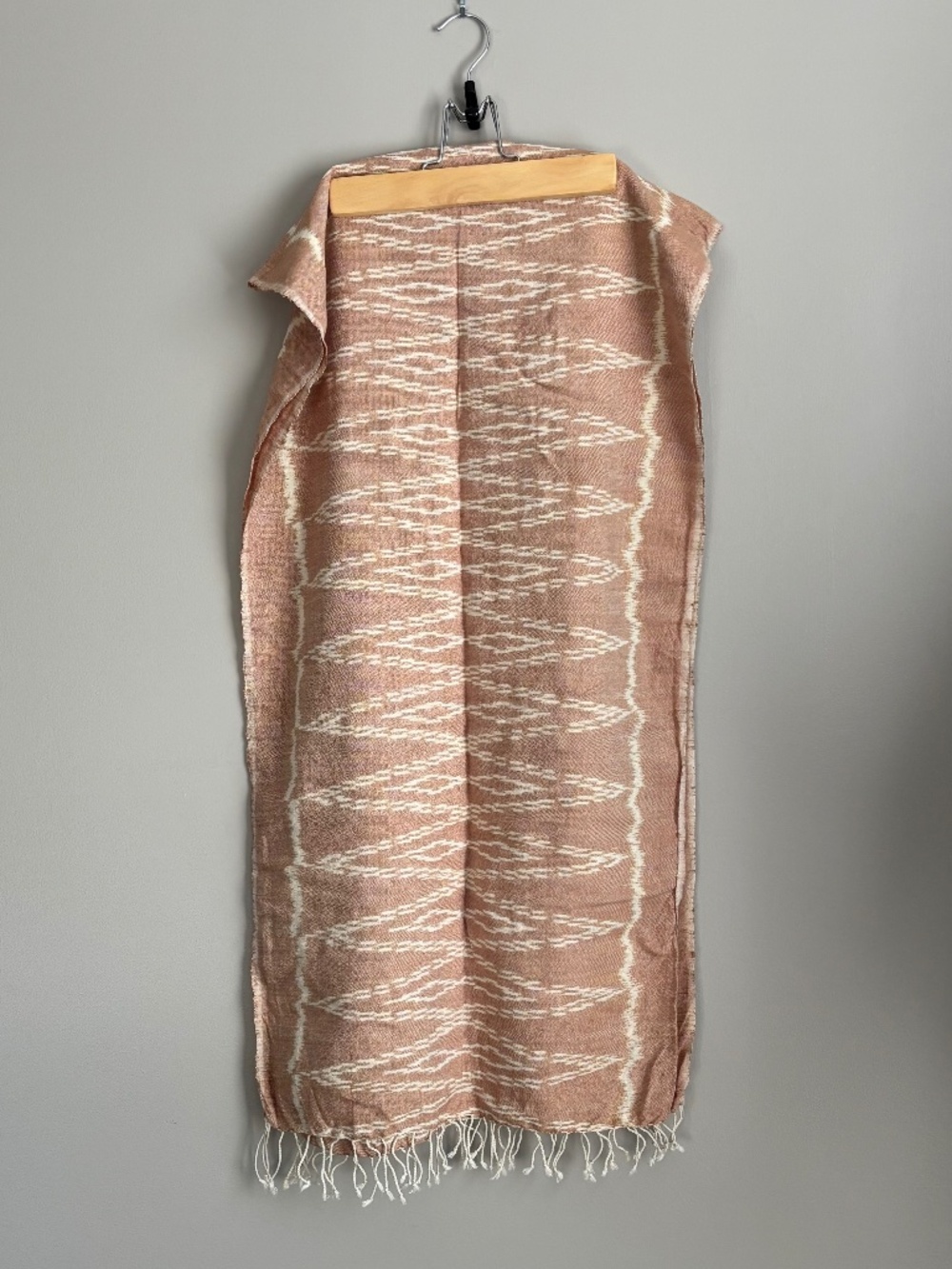 White and dusty rose summer scarf linen or cotton blend